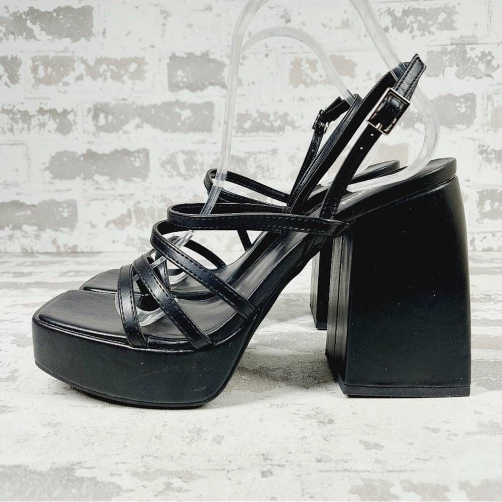 Abound Black Platform Strappy Heels
